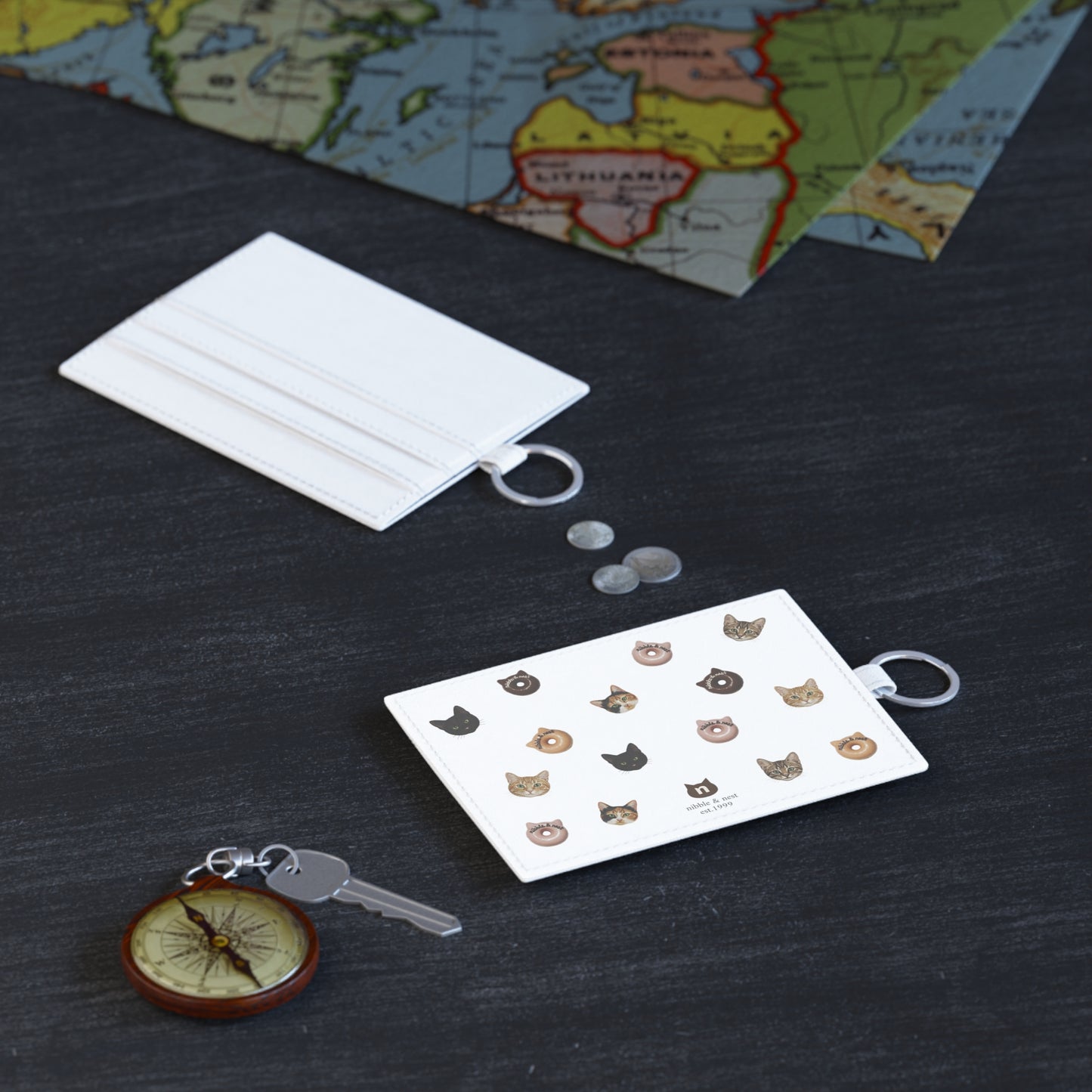 Cat & Doughnuts Vegan Leather Card Holder