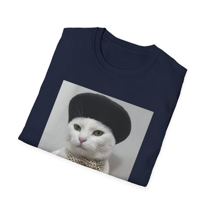 French Cat Graphic T-shirt - White Cat