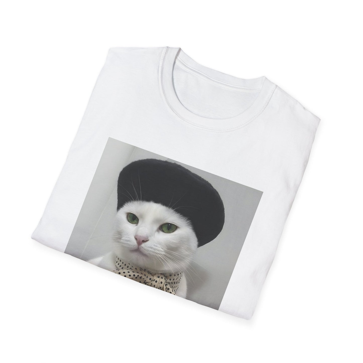 French Cat Graphic T-shirt - White Cat