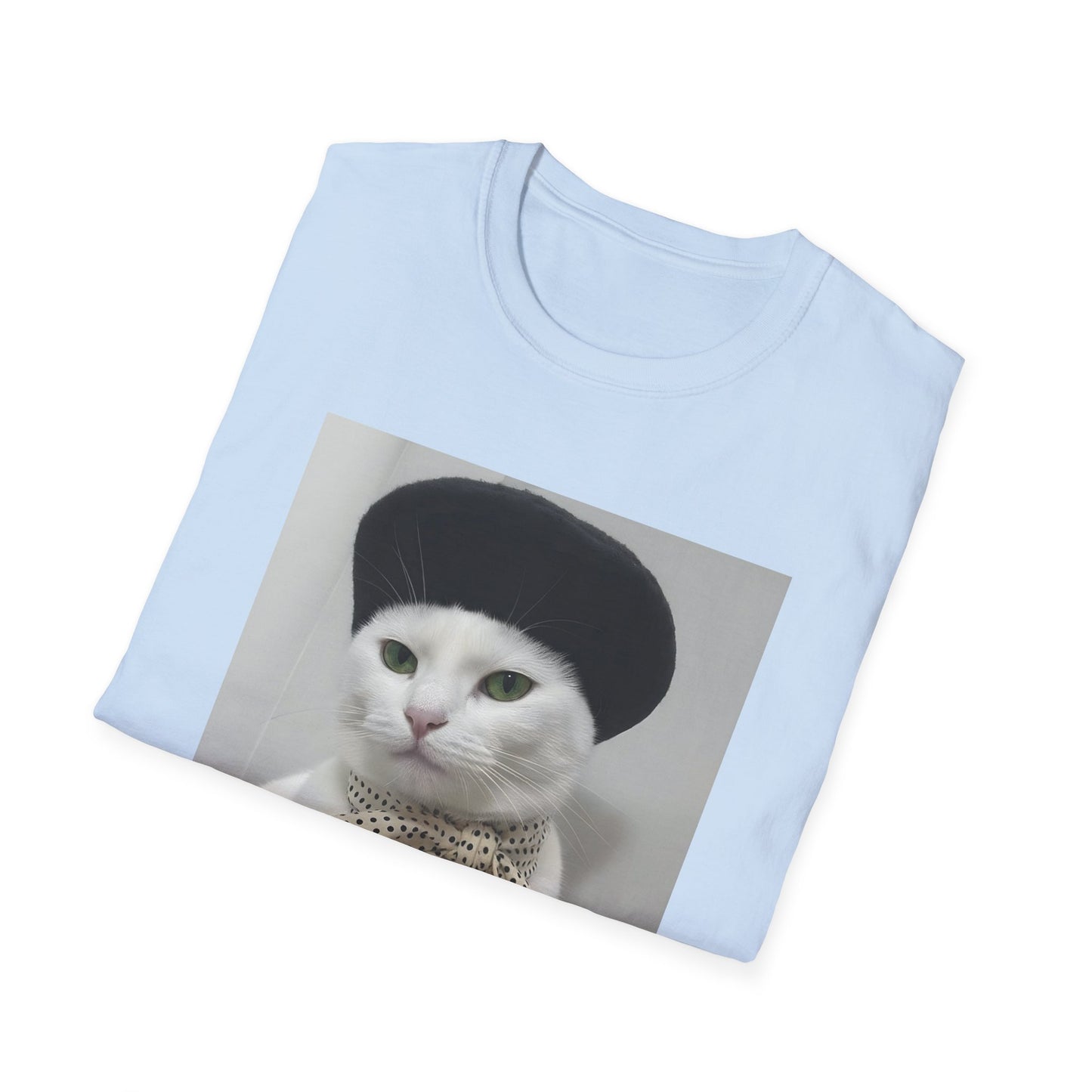 French Cat Graphic T-shirt - White Cat