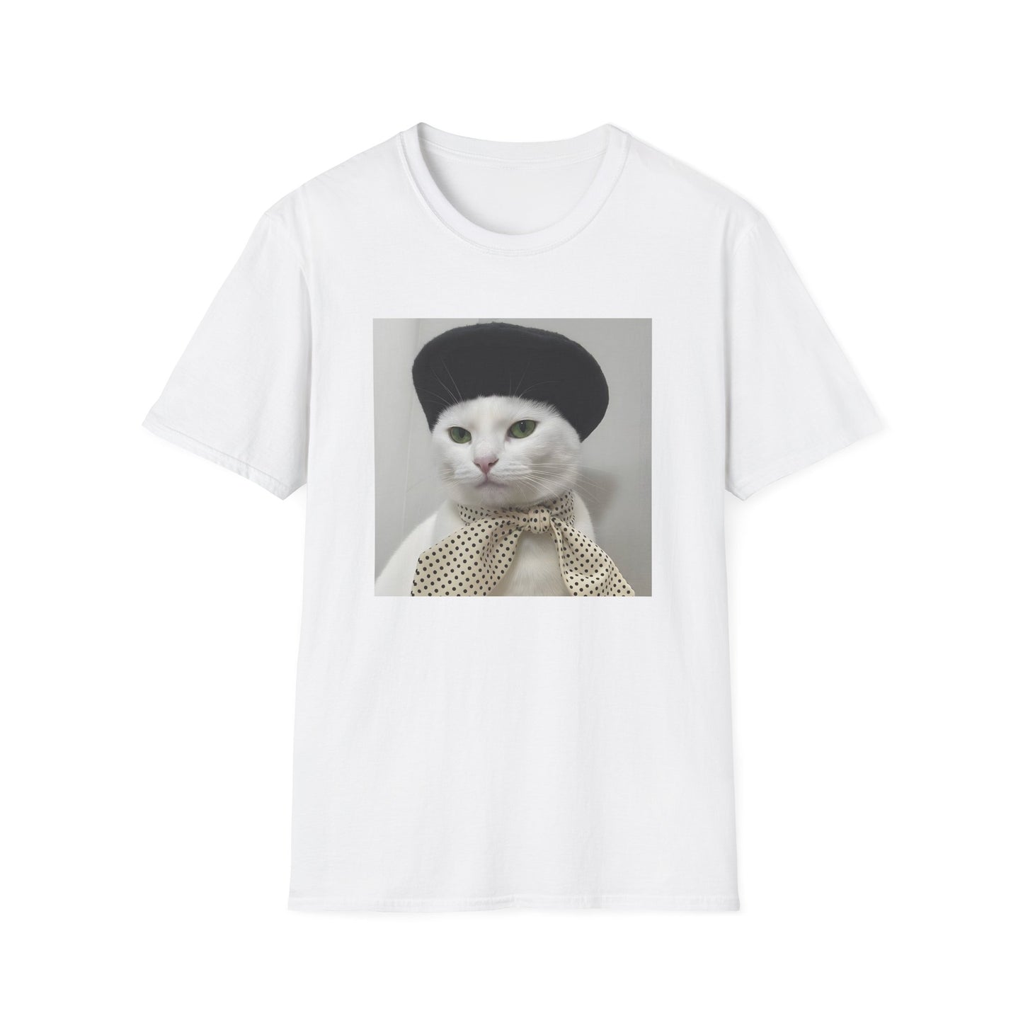 French Cat Graphic T-shirt - White Cat