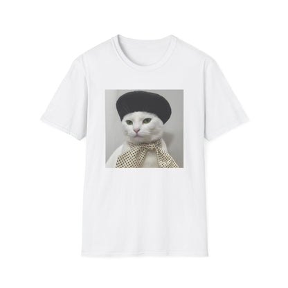 French Cat Graphic T-shirt - White Cat