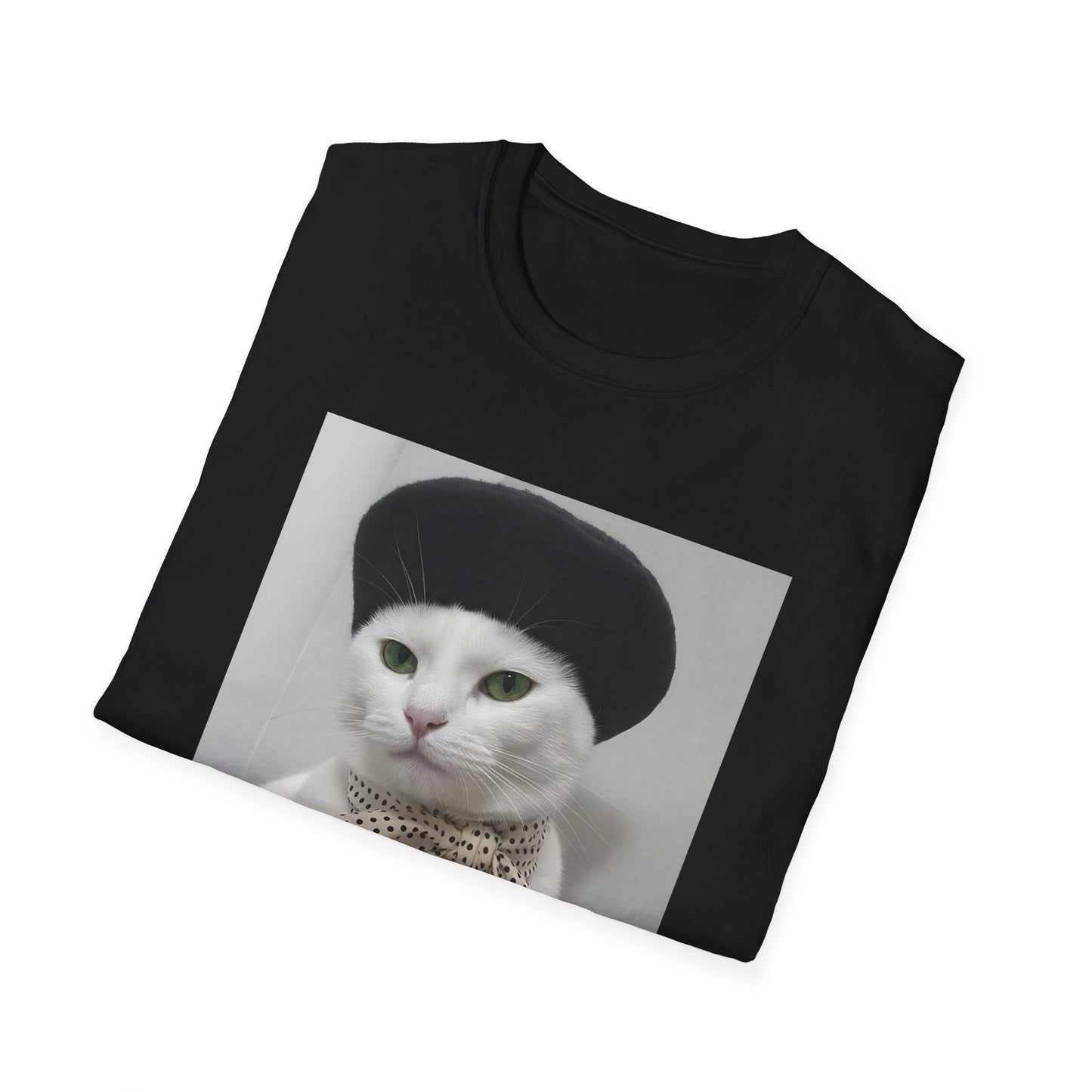 French Cat Graphic T-shirt - White Cat