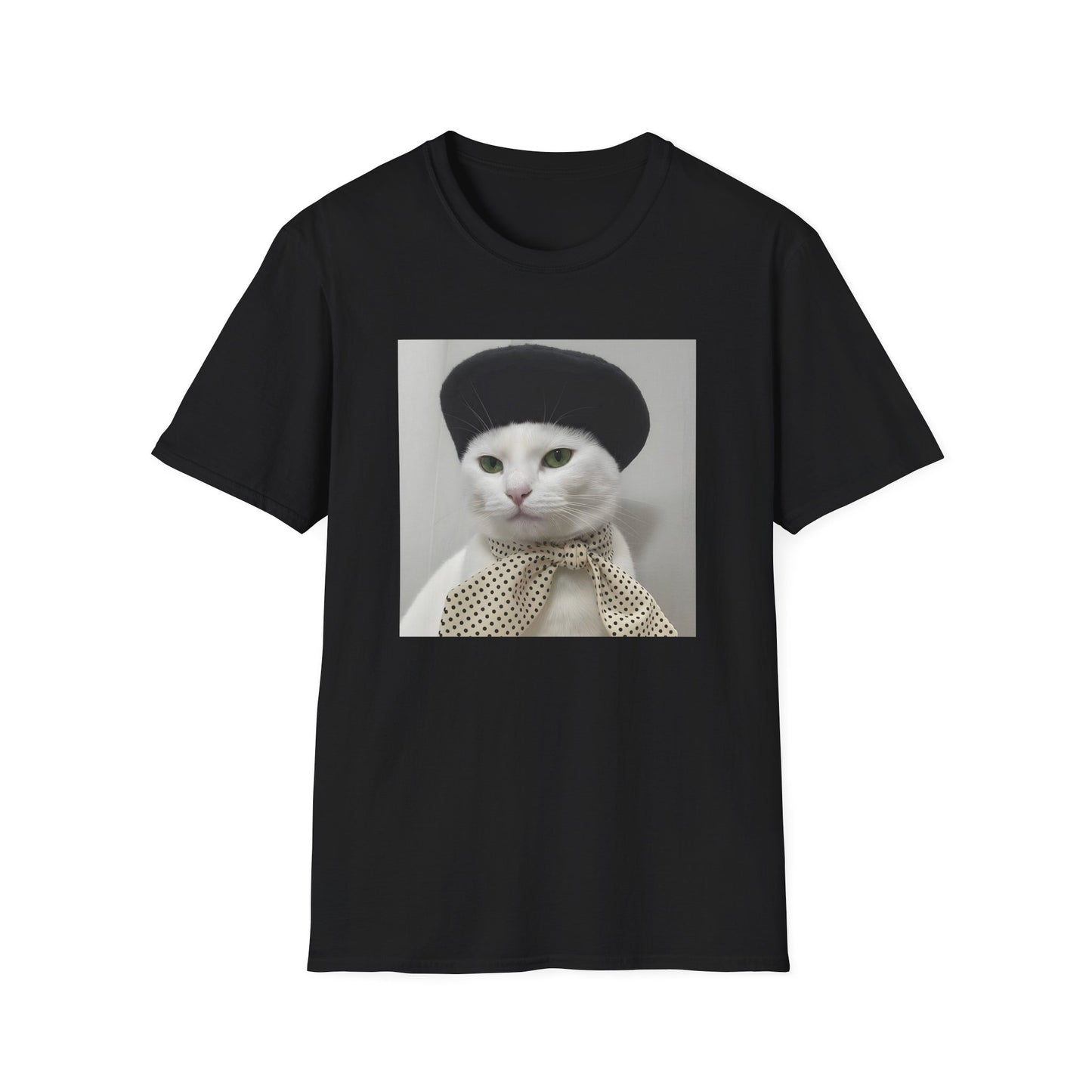 French Cat Graphic T-shirt - White Cat