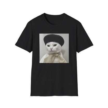 French Cat Graphic T-shirt - White Cat