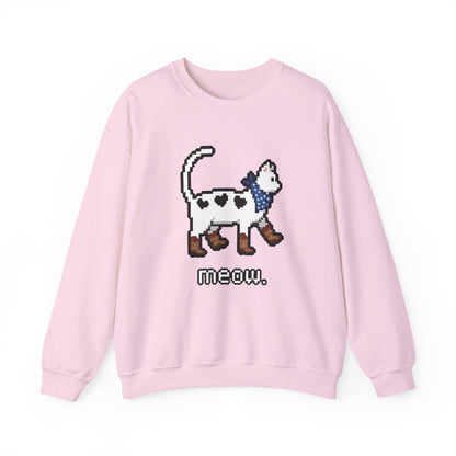 Cowboy Cat Sweatshirt – Cute Retro Pixel Cat Graphic Jumper