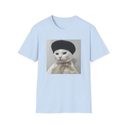 French Cat Graphic T-shirt - White Cat