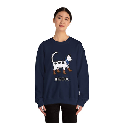 Cowboy Cat Sweatshirt – Cute Retro Pixel Cat Graphic Jumper
