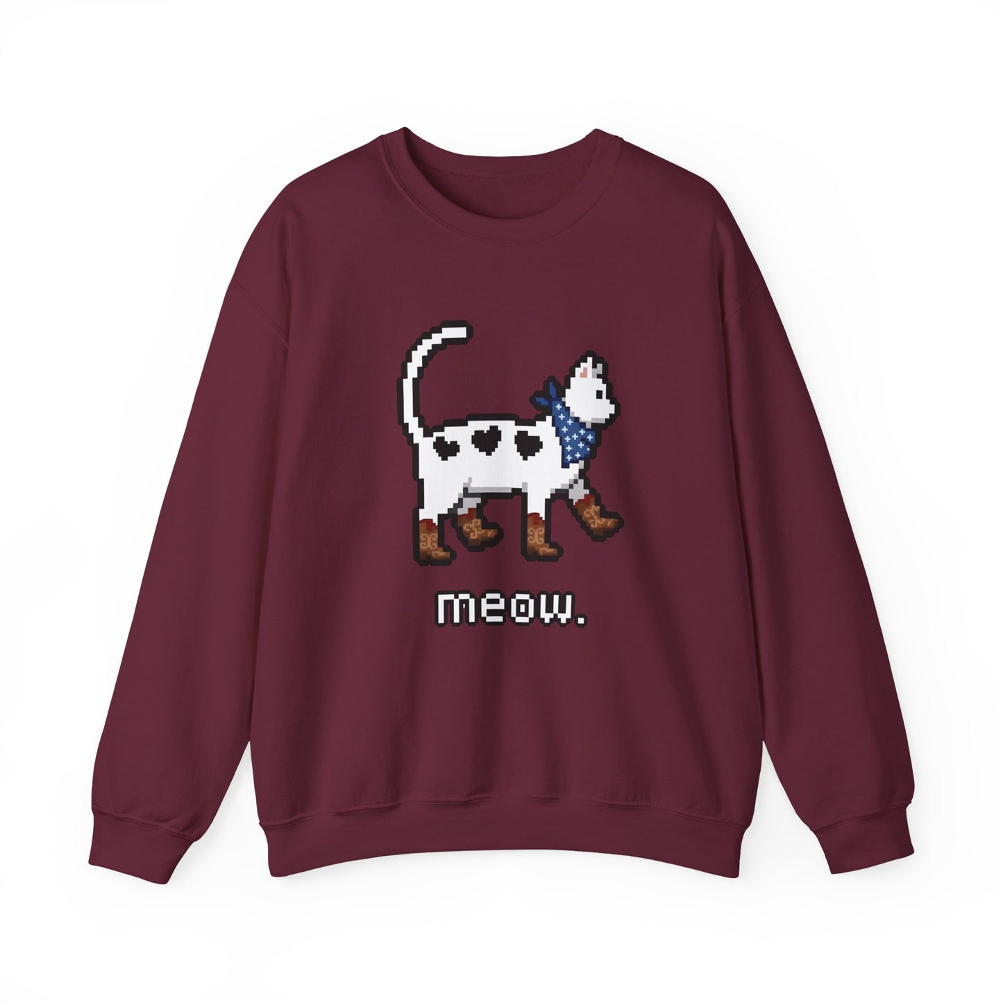 Cowboy Cat Sweatshirt – Cute Retro Pixel Cat Graphic Jumper