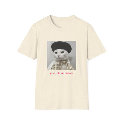 French Cat Graphic T-shirt - La vie en rose