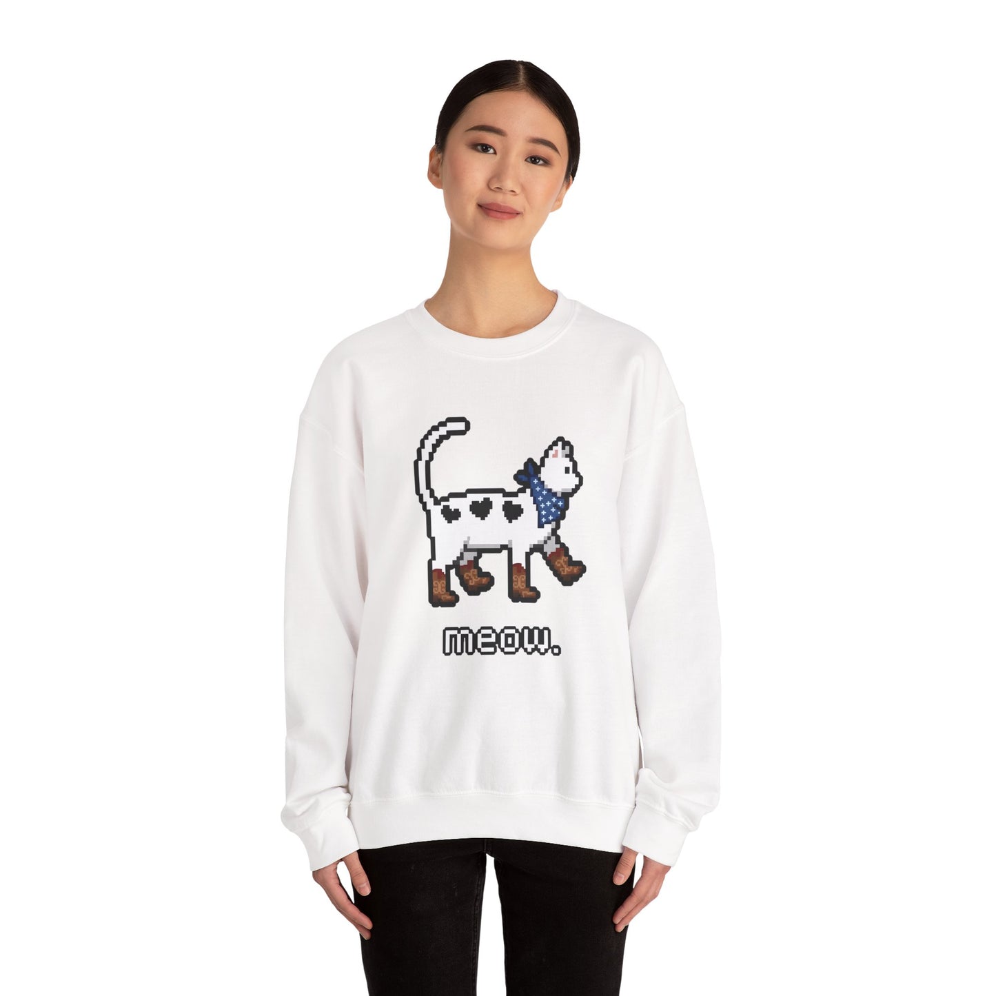 Cowboy Cat Sweatshirt – Cute Retro Pixel Cat Graphic Jumper