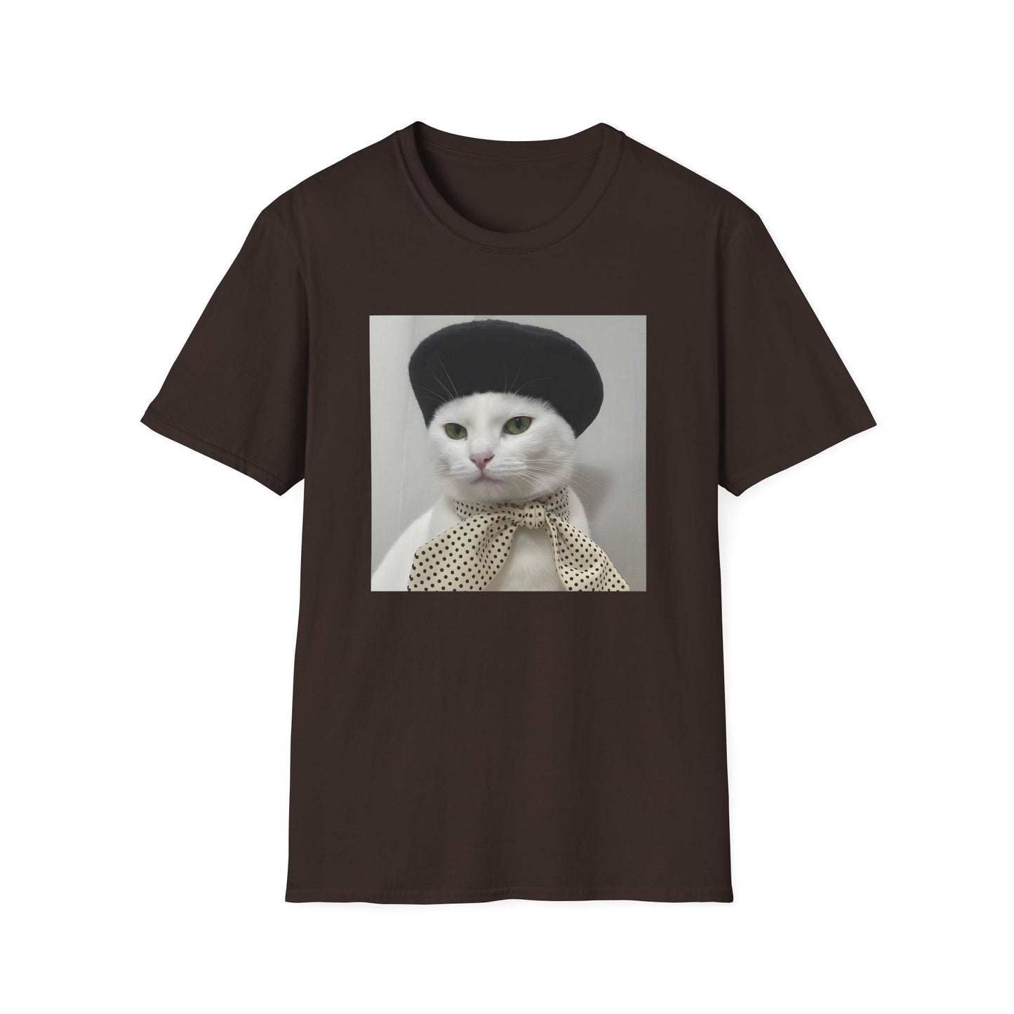 French Cat Graphic T-shirt - White Cat