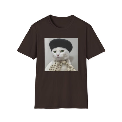 French Cat Graphic T-shirt - White Cat