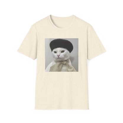 French Cat Graphic T-shirt - White Cat