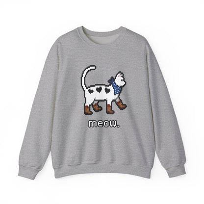 Cowboy Cat Sweatshirt – Cute Retro Pixel Cat Graphic Jumper