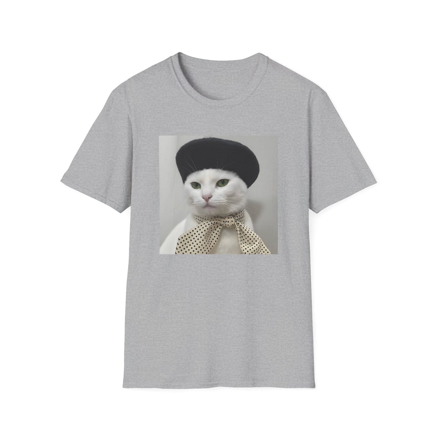 French Cat Graphic T-shirt - White Cat