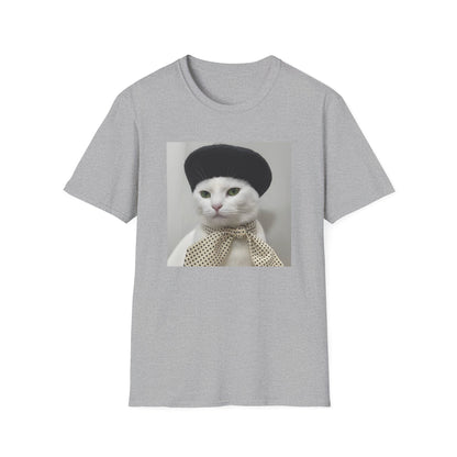 French Cat Graphic T-shirt - White Cat