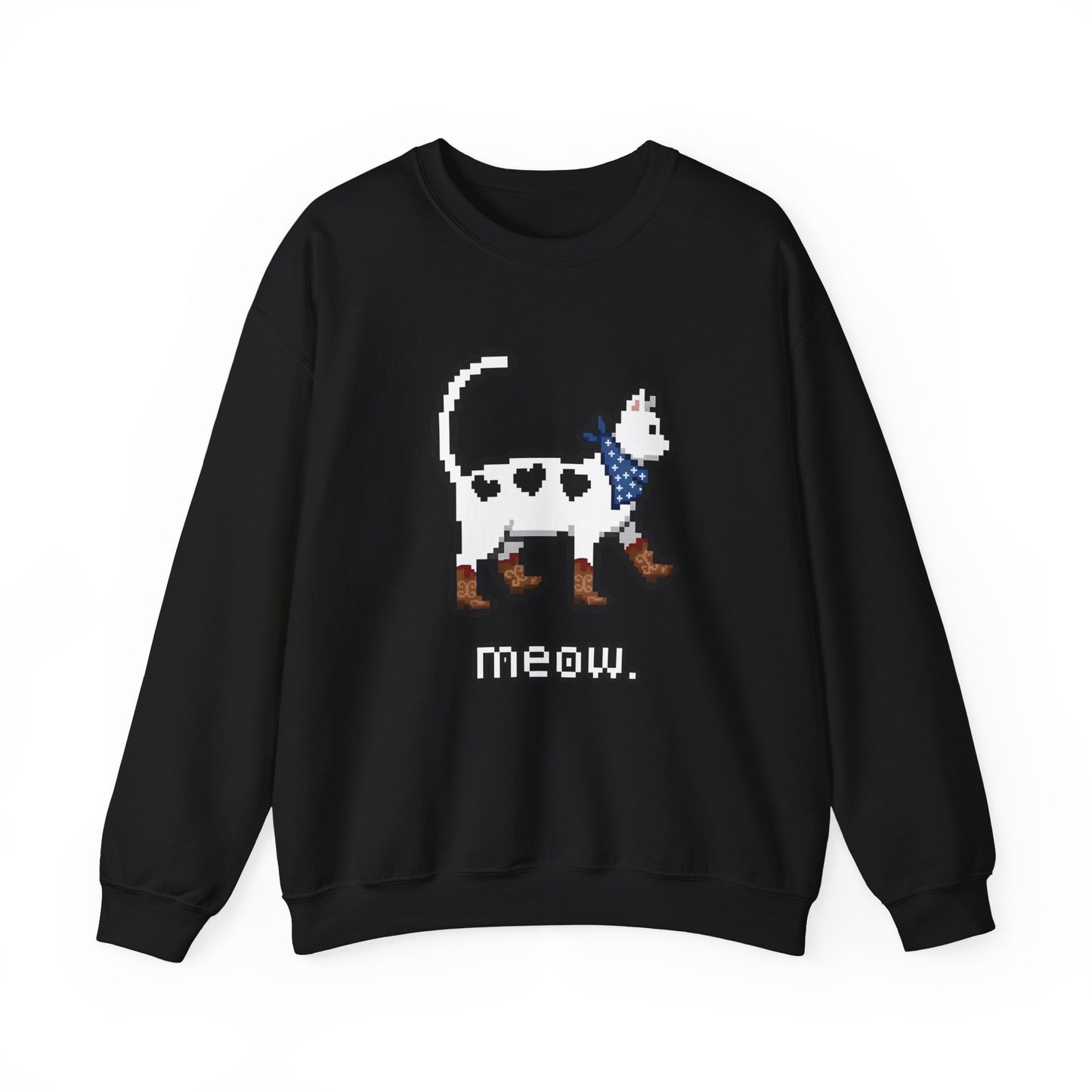 Cowboy Cat Sweatshirt – Cute Retro Pixel Cat Graphic Jumper