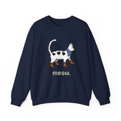 Cowboy Cat Sweatshirt – Cute Retro Pixel Cat Graphic Jumper