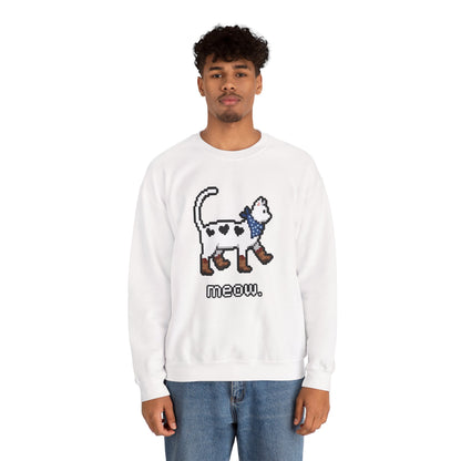 Cowboy Cat Sweatshirt – Cute Retro Pixel Cat Graphic Jumper