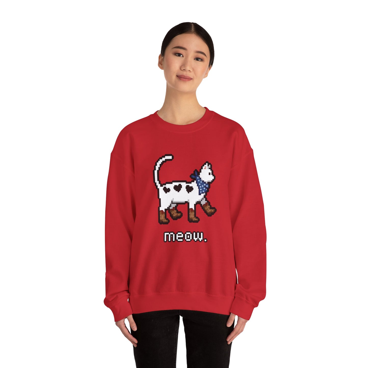 Cowboy Cat Sweatshirt – Cute Retro Pixel Cat Graphic Jumper