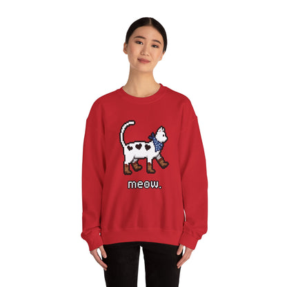 Cowboy Cat Sweatshirt – Cute Retro Pixel Cat Graphic Jumper