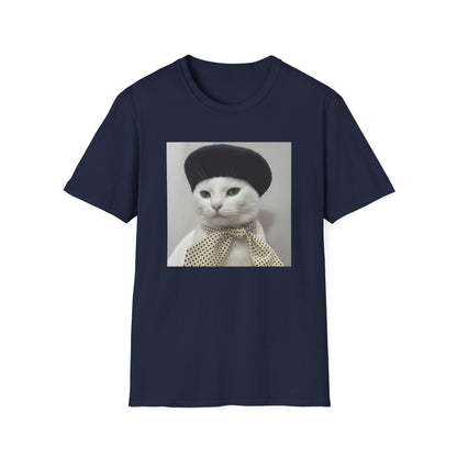 French Cat Graphic T-shirt - White Cat