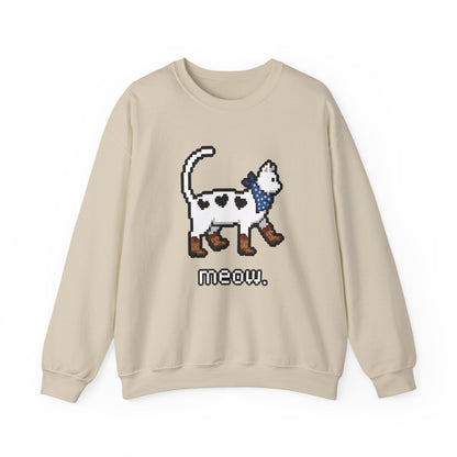 Cowboy Cat Sweatshirt – Cute Retro Pixel Cat Graphic Jumper
