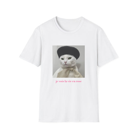 French Cat Graphic T-shirt - La vie en rose